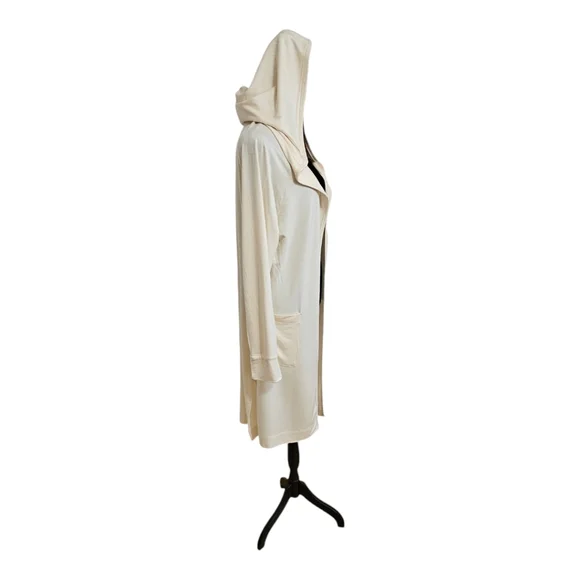 GO COUTURE Women's Hooded Cardigan Duster Cream XL - Picture 6 of 11